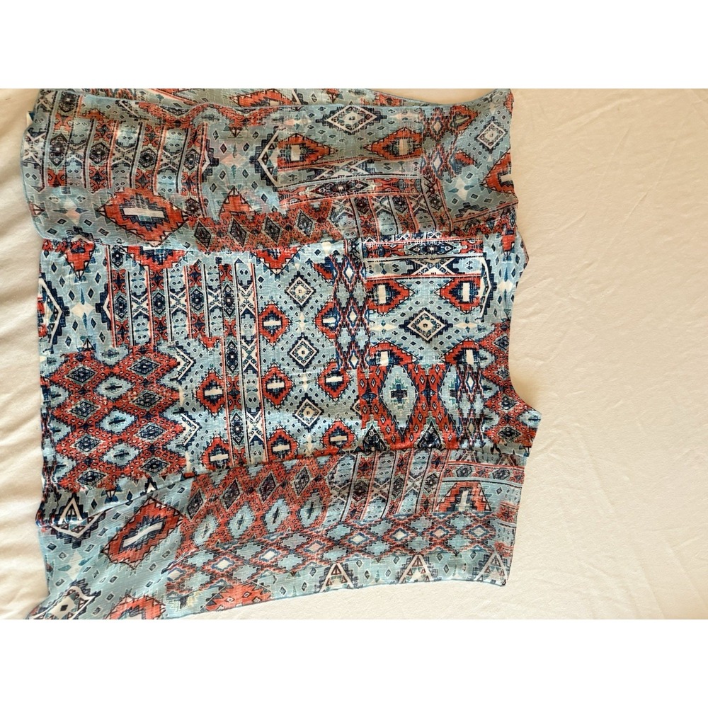 Ruby Rd Petite Aztec Embellished Tank Top Rust Turquoise Medium PS - Picture 5 of 7
